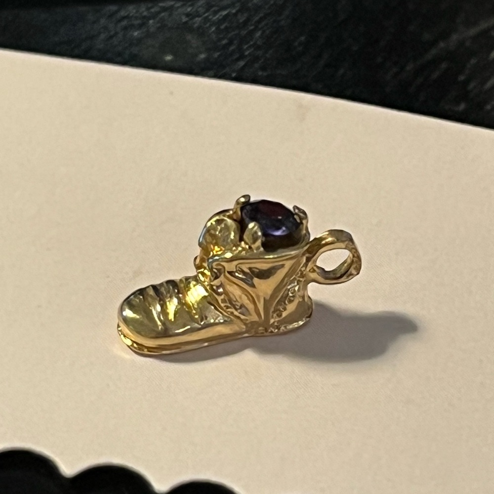 Baby gold shoe/ boot charm stamped and  tested 14k yellow gold